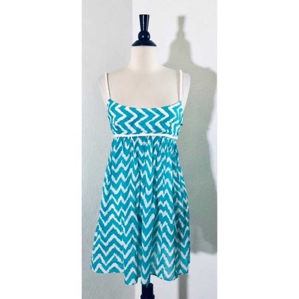 Milly‎ Cabana Chevron Teal Swim Cover Dress Small